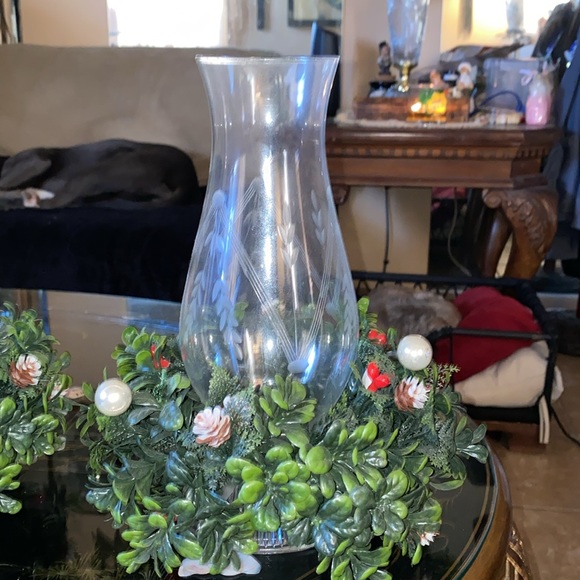 Vintage  2 Piece crystal Glass Candle Taper Holder With Globe set of 2 - Picture 2 of 7